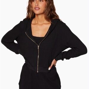SET Active Black Waffle Women's Hoodie & Pant Set